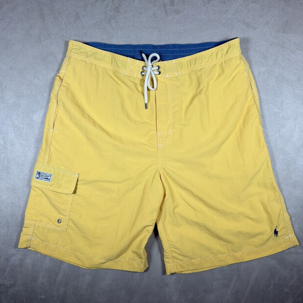 Polo Ralph Lauren Swim Trunks Men's Large Yellow Board Shorts Drawstring